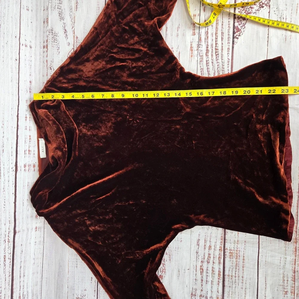 A.L.C. Miller Crushed Velvet Top 0 Cognac Brown Dolman Sleeve Soft Drapey Earthy